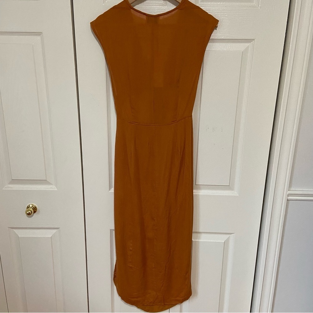 SNDYS NWT Botanical Tie Front Cut Out Rust Brown Boho Midi Maxi Dress Small - Picture 8 of 8